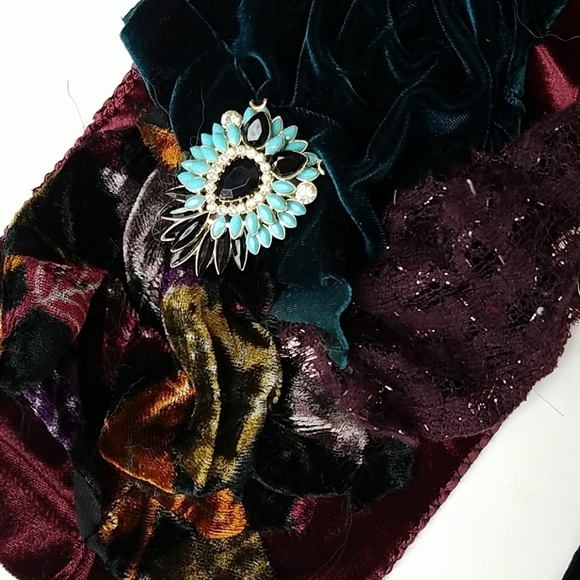 Shabby Chic Boutique Accessories - Handmade Velvet Scarf pieces recycled vintage trim